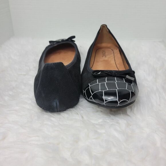 Vionic Minna Women's Size 8.5 Ballet Flat Black Cap Toe Crocodile Bow Shoes - Picture 7 of 10